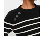 Petites Stripe Button Jumper - Dannii Minogue - Black