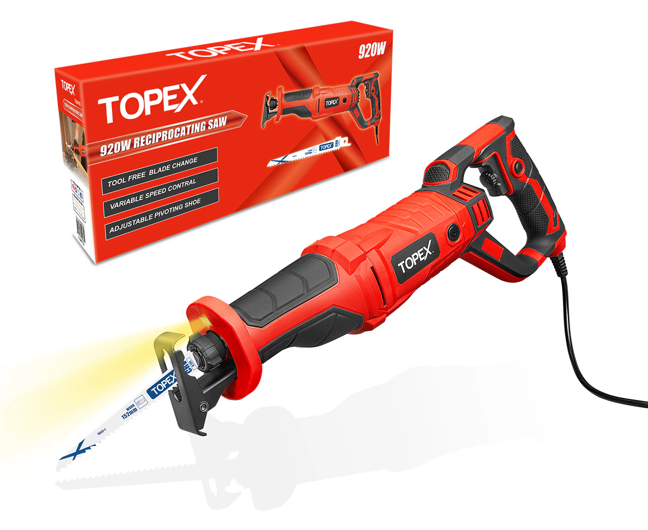 TOPEX Reciprocating Saw, 920W Quickly Cut Depth in Wood and Metal Cutting, 22mm Stroke Length