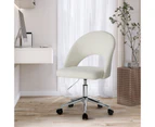 Oikiture High Back Hollow Armless Home Office Chair Boucle White&Silver