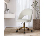 Oikiture High Back Hollow Armless Home Office Chair Boucle White&Gold