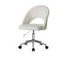 Oikiture High Back Hollow Armless Home Office Chair Boucle White&Silver