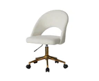 Oikiture High Back Hollow Armless Home Office Chair Boucle White&Gold