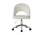 Oikiture High Back Hollow Armless Home Office Chair Boucle White&Silver