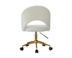 Oikiture High Back Hollow Armless Home Office Chair Boucle White&Gold