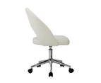 Oikiture High Back Hollow Armless Home Office Chair Boucle White&Silver