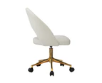 Oikiture High Back Hollow Armless Home Office Chair Boucle White&Gold