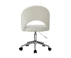 Oikiture High Back Hollow Armless Home Office Chair Boucle White&Silver