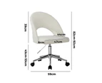 Oikiture High Back Hollow Armless Home Office Chair Boucle White&Silver