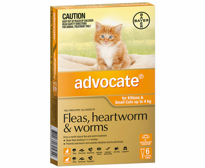 Advocate Flea & Worm Treatment For Cats 0-4kg 6pk