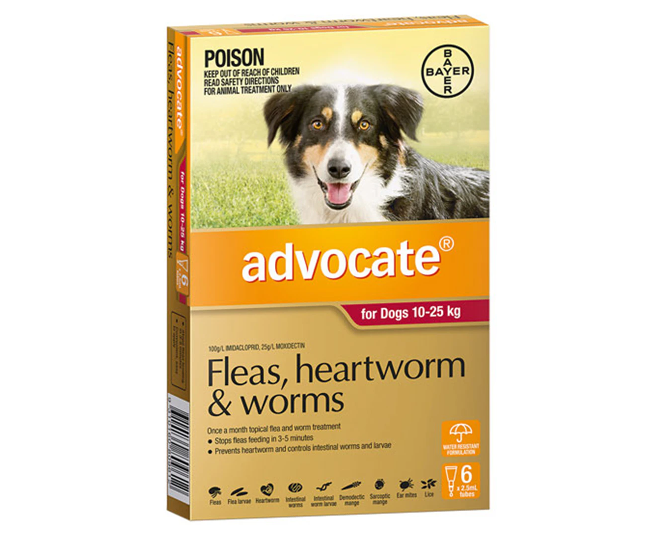 Advocate Flea & Worm Treatment For Dogs 10-25kg 6pk