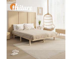 Oikiture Bed Frame Queen Size Wooden Bed Base Solid Slats