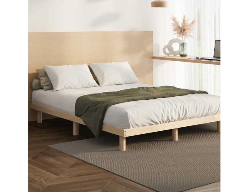 Oikiture Bed Frame Double Size Wooden Bed Base Platform