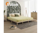 Oikiture Bed Frame King Size Wooden Bed Base Solid Wood Slats