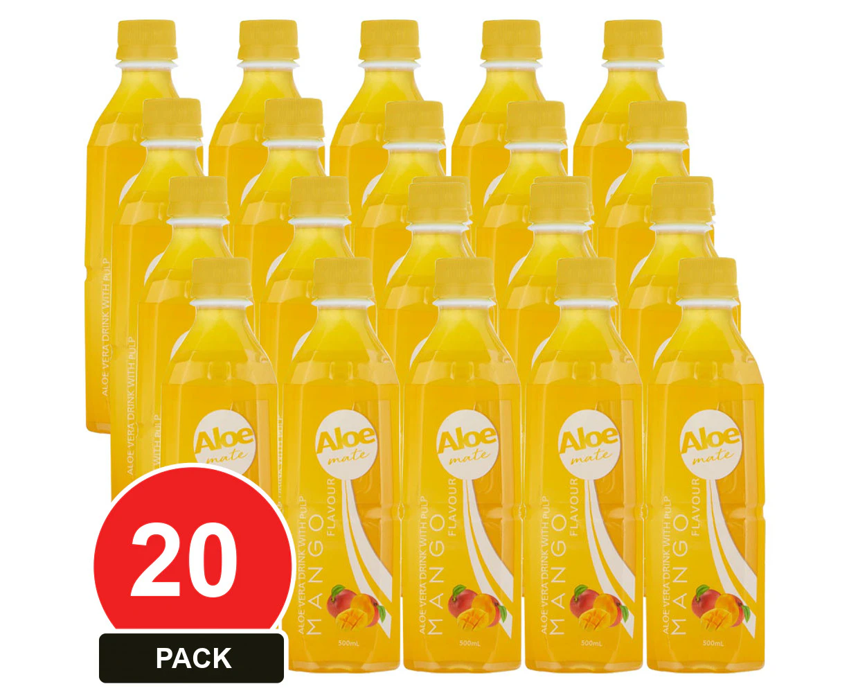 20 Pack, Aloe Mate Aloe Vera 500ml Mango