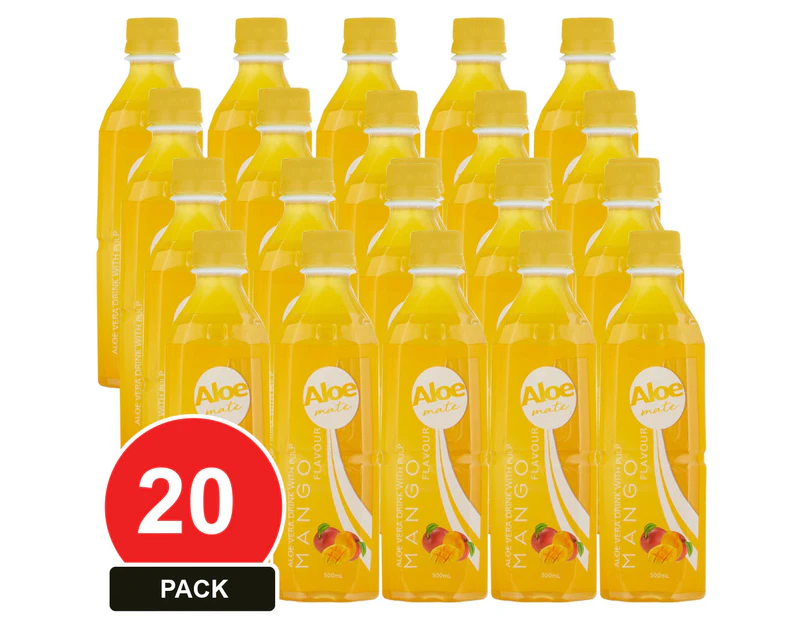 20 Pack, Aloe Mate Aloe Vera 500ml Mango