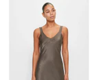 Satin V-Neck Slip Dress - Preview - Brown