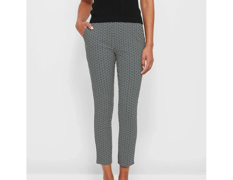 Carrie Ankle Length Skinny Bengaline Pants - Preview - Black