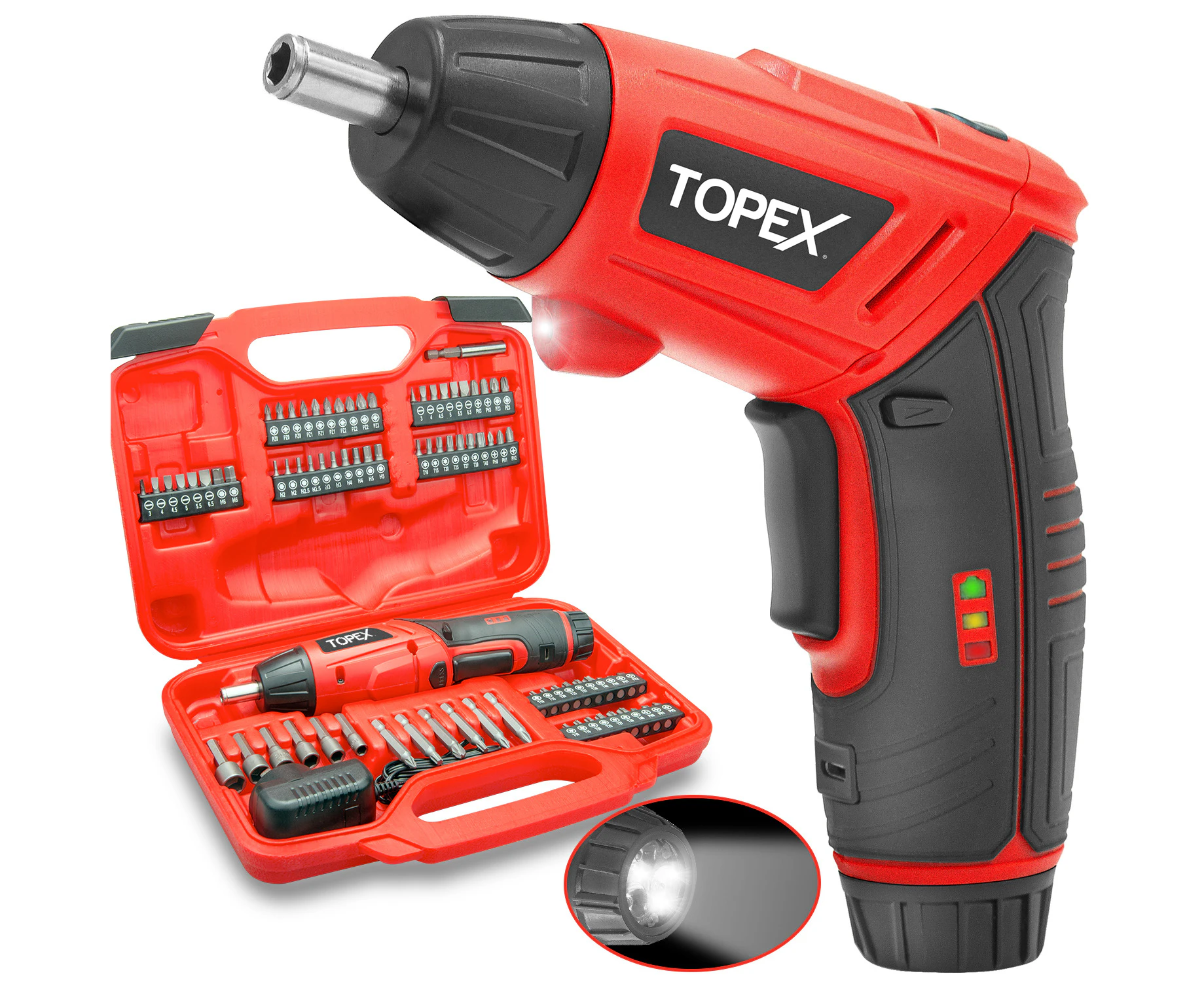 TOPEX 82 Piece Electric Screwdriver Set 4v Max Cordless Screwdriver Set CRV Screw Bits