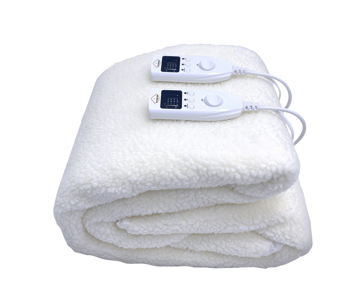 Viviendo 350 GSM Heated Electric Blanket Synthetic Wool Top - King