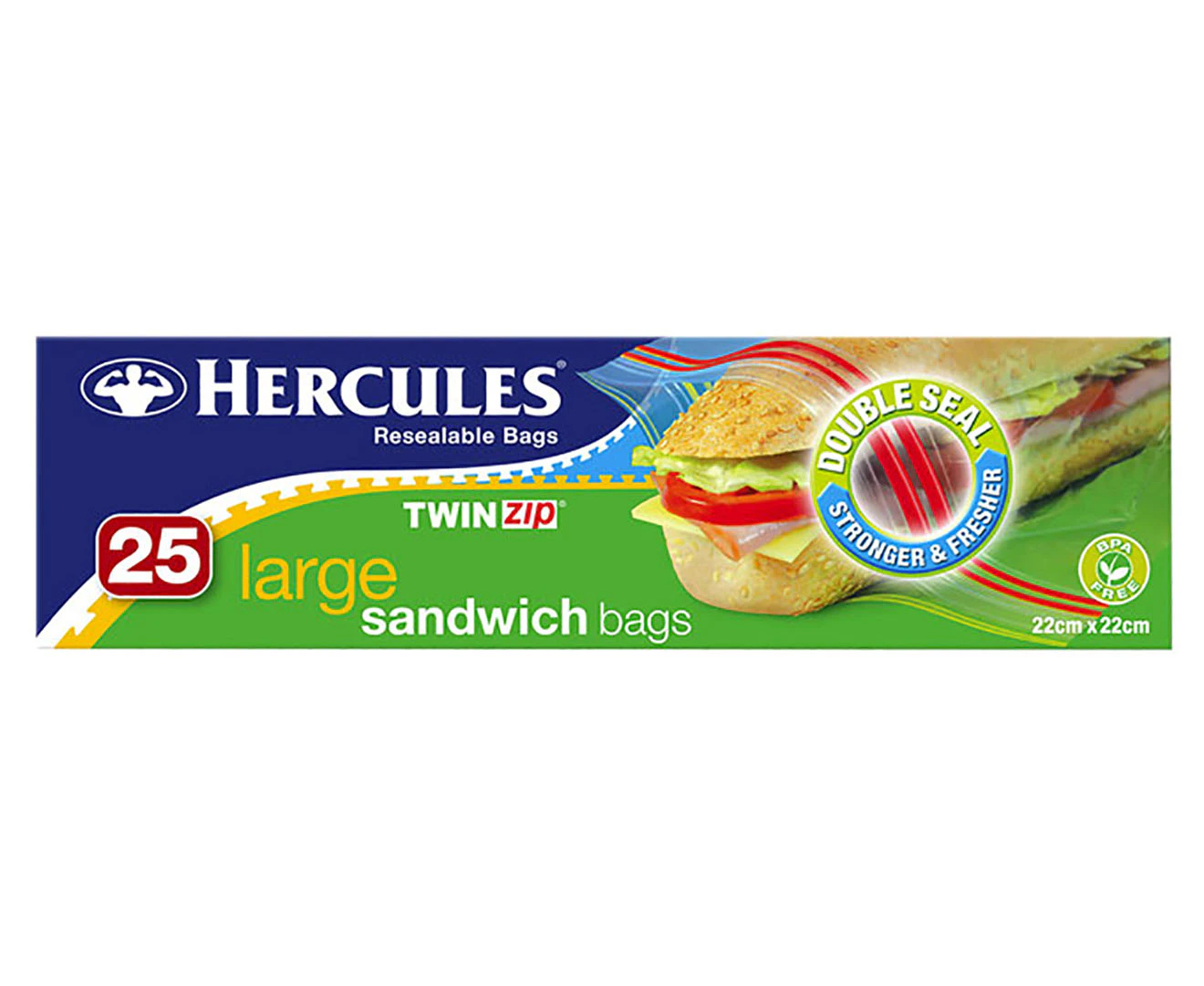 Hercules Twin Zip Large Sandwich Bags 25pk