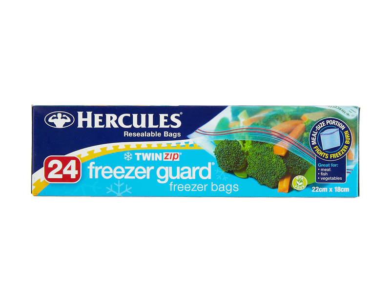 Hercules Twin Zip Freezer Guard Storage Bags 24pk