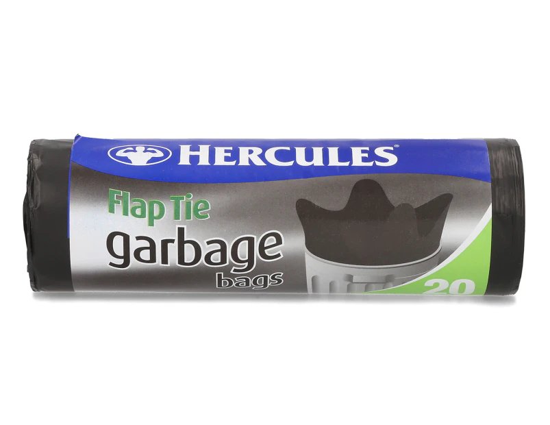 Hercules XL 56L Extra Strong Flap Tie Garbage Bags 20pk