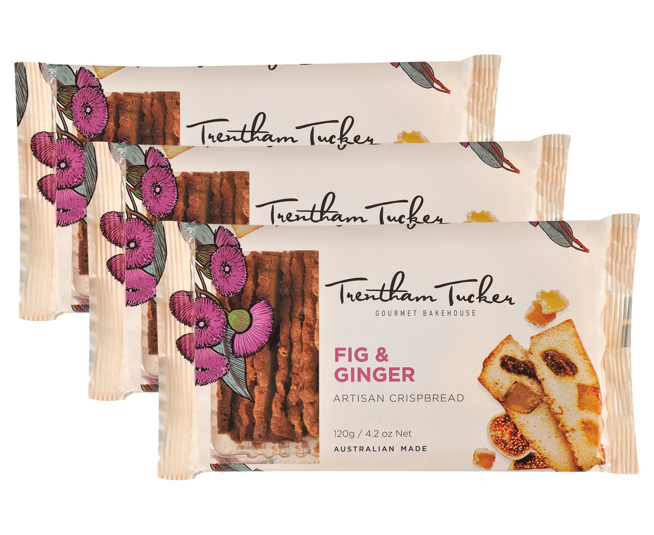 3 x Trentham Tucker Crispbread Fig & Ginger 120g