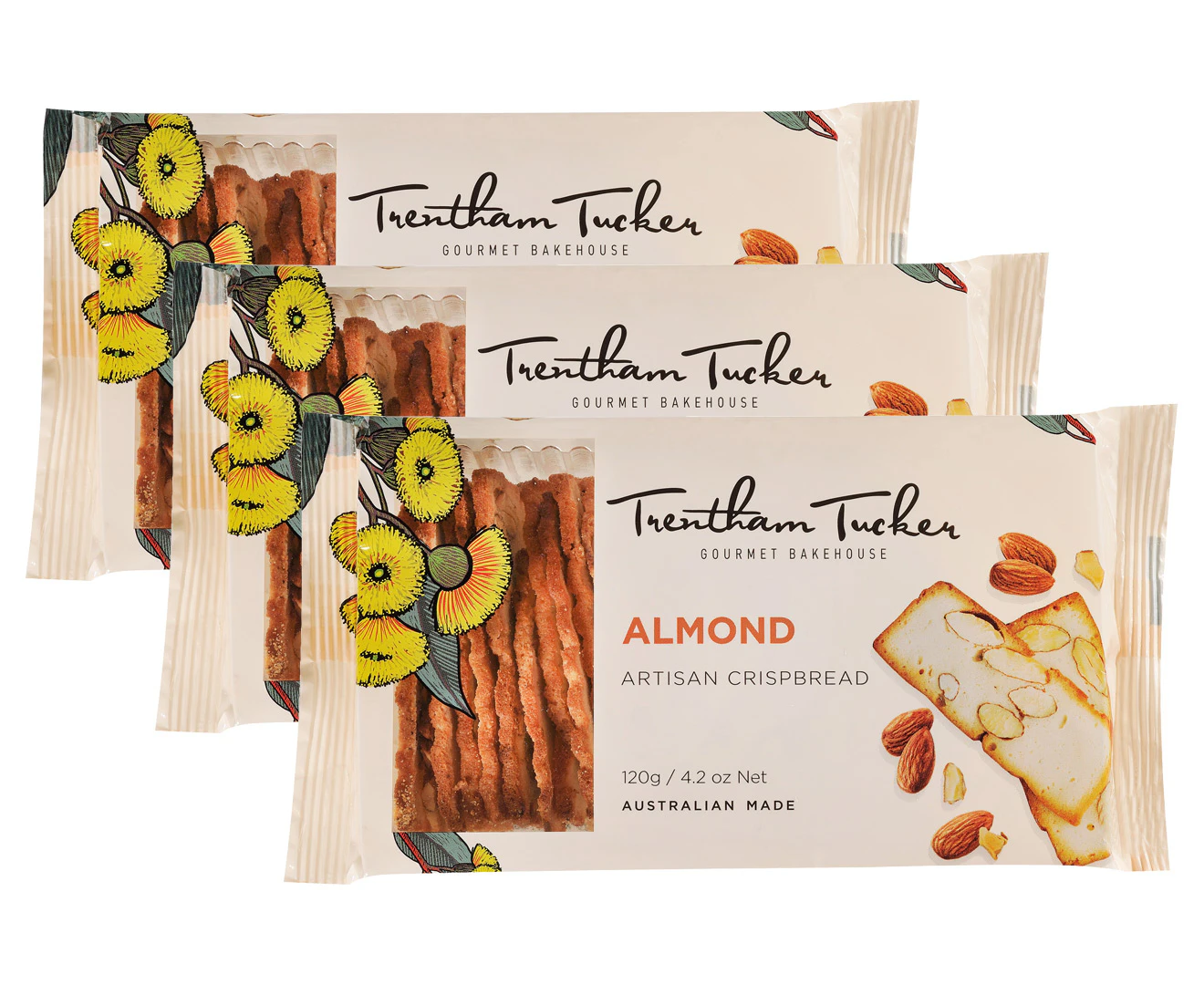 3 x Trentham Tucker Crispbread Almond 120g