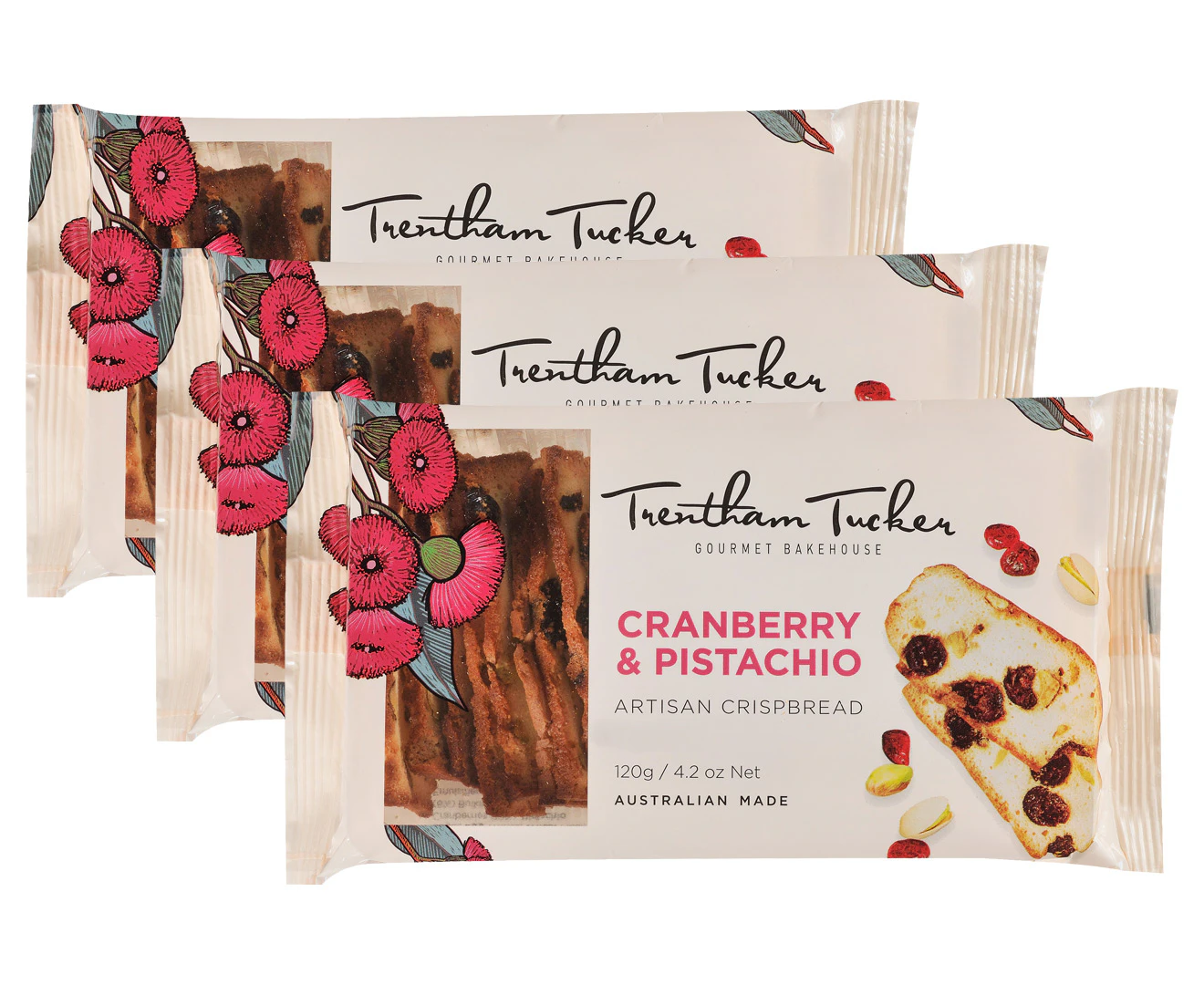 3 x Trentham Tucker Crispbread Cranberry & Pistachio 120g