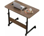Portable Laptop Table Adjustable Height Standing Computer Desk, Stand Up Work Station Cart Tray Side Table for Sofa and Bed - Dark Wood Colour