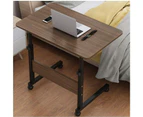 Portable Laptop Table Adjustable Height Standing Computer Desk, Stand Up Work Station Cart Tray Side Table for Sofa and Bed - Dark Wood Colour
