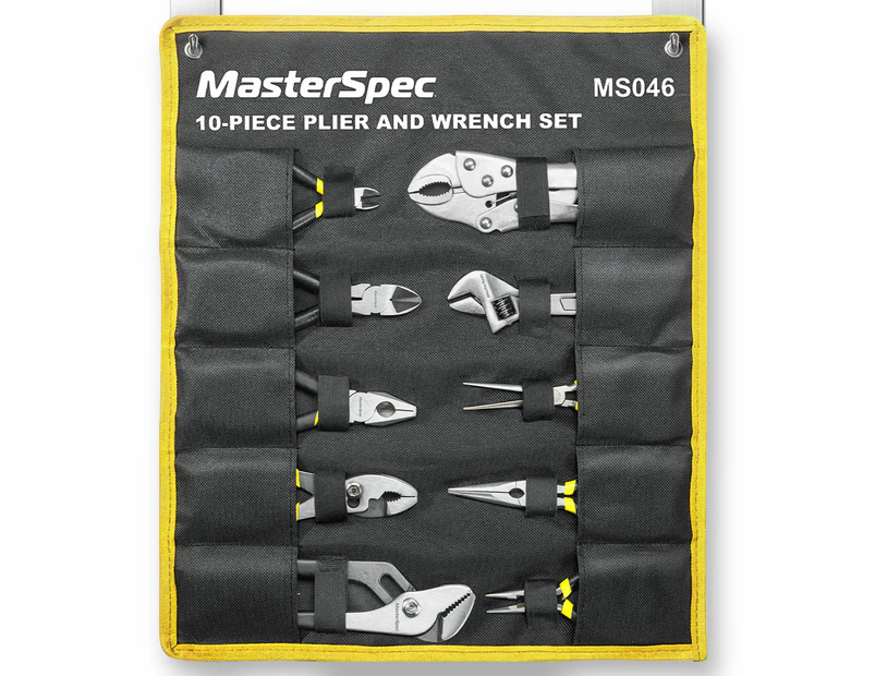 MasterSpec 10Pcs Hand Tool Set Pliers Set Long Nose/Slip Joint/Diagonal/Combination/Jaw Locking/Water Pump Pliers/Adjustable Spanner