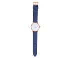 TONY+WILL Women's 36mm Classic Small Leather Watch - Rose Gold/Navy/White