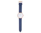 TONY+WILL Women's 42mm Classic Leather Watch - Rose Gold/Navy/White