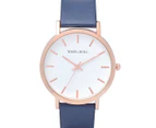 TONY+WILL Women's 42mm Classic Leather Watch - Rose Gold/Navy/White