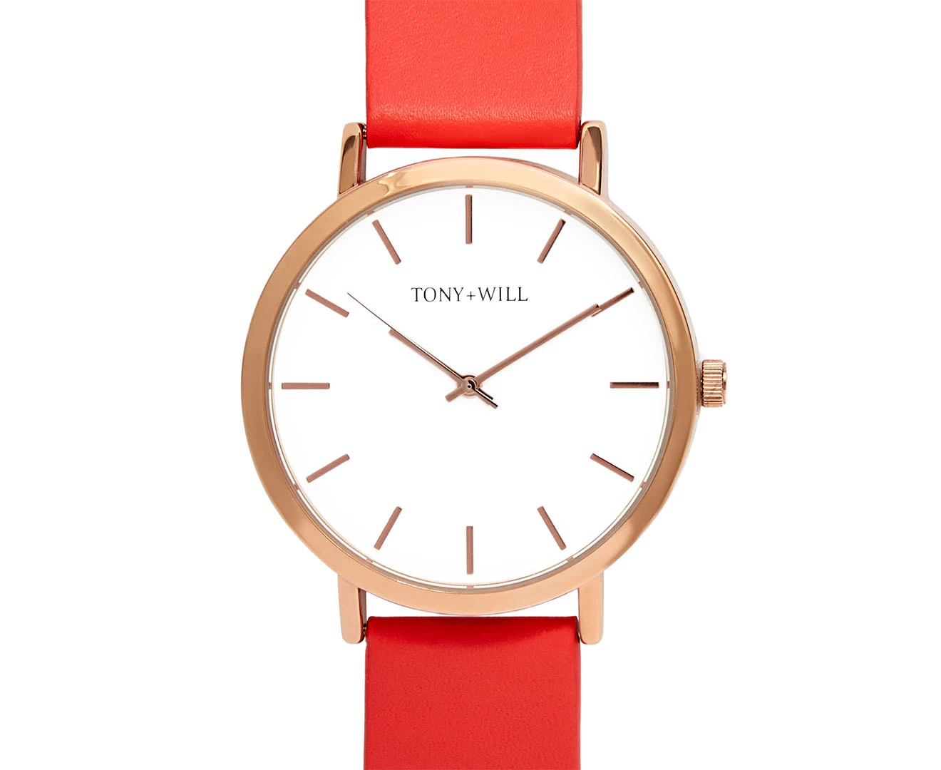 TONY+WILL Women's 42mm Classic Leather Watch - Rose Gold/Peach/White