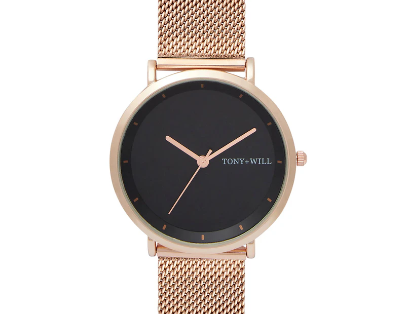TONY+WILL Women's 41mm Lunar Stainless Steel Watch - Rose Gold/Black