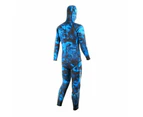 Aropec Mens Camo Blue Hooded Spearfishing Wetsuit 2mm 2pc L