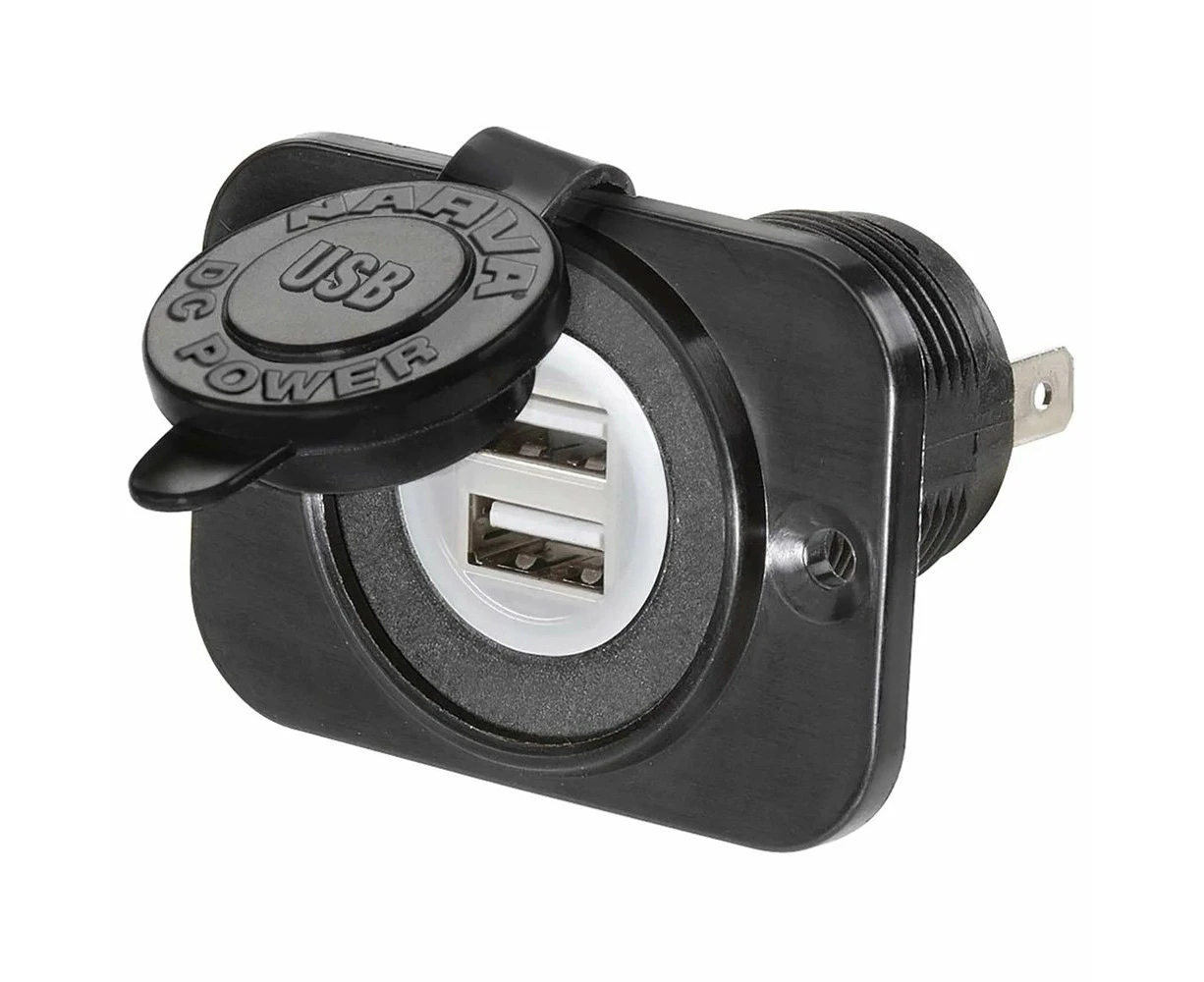 NARVA Heavy Duty Dual USB Accessory Socket 12V Black