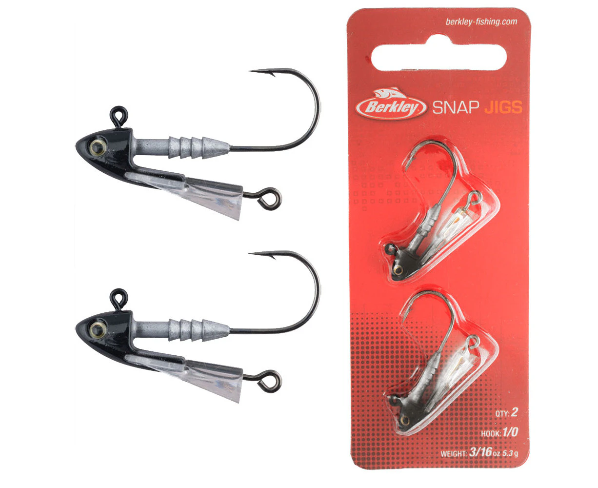 Berkley Snap Jig Heads 1/0 3/16oz Qty 2 Black