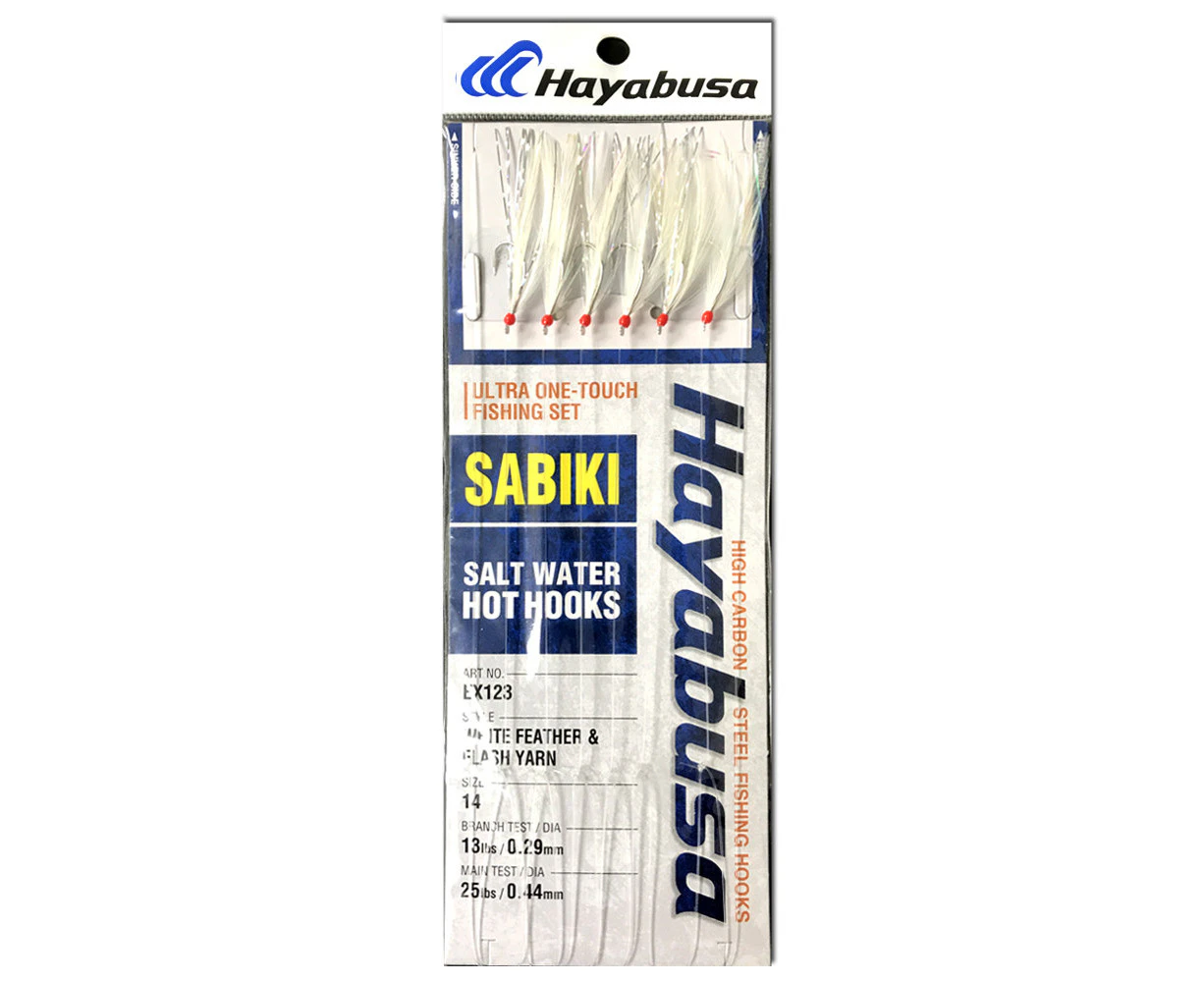 Hayabusa EX123 Feather White and Flash Yarn Sabiki Rig Size 14