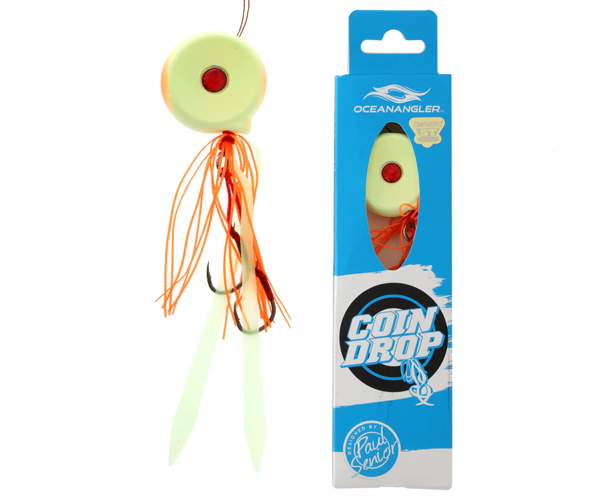 Ocean Angler Coin Drop Slider Lure 60g Orange/Glow White