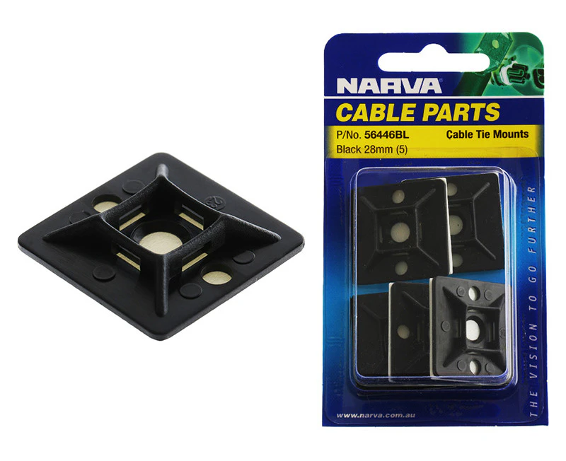 NARVA Cable Tie Mount Blacks 28mm Qty 5