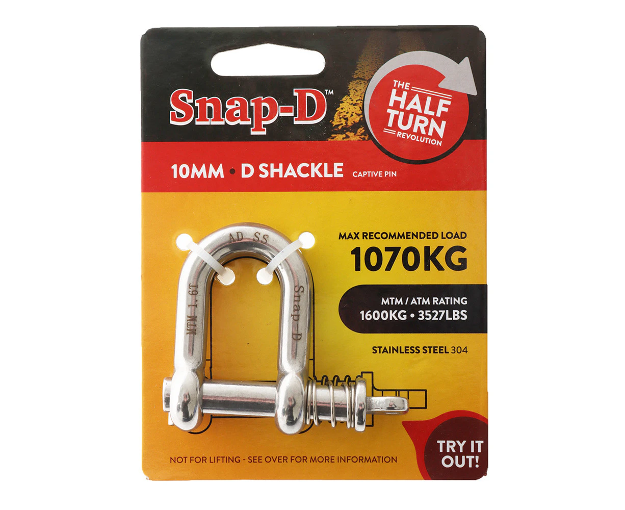 Snap-D 304 Stainless Steel D-Shackle 10mm 1070kg