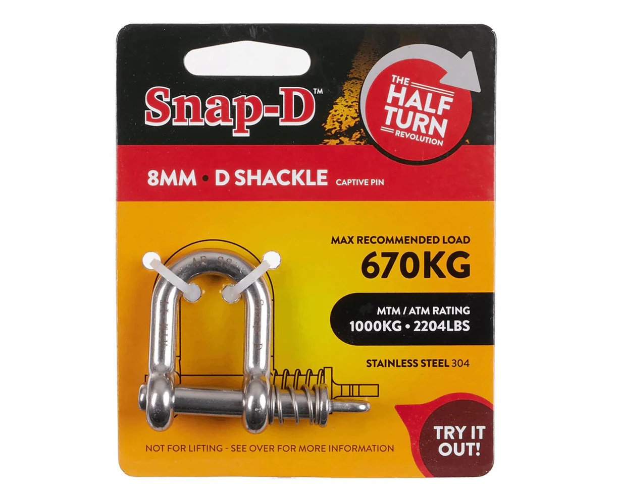 Snap-D 304 Stainless Steel D-Shackle 8mm 670kg