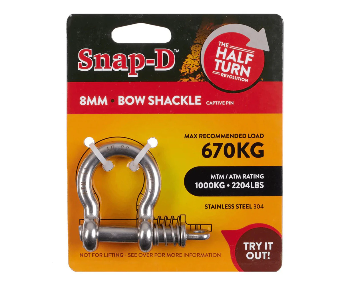 Snap-D 304 Stainless Steel Bow Shackle 8mm 670kg