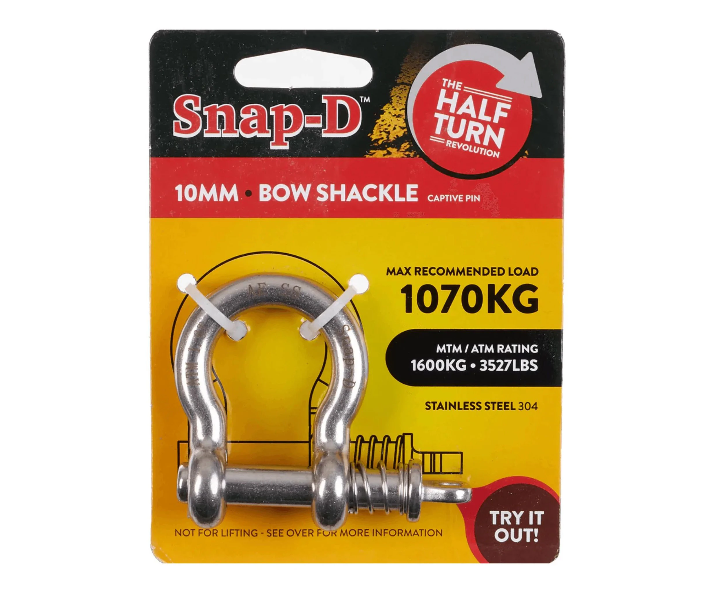 Snap-D 304 Stainless Steel Bow Shackle 10mm 1070kg