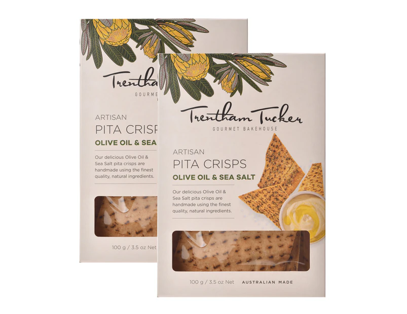 2 x Trentham Tucker Artisan Pita Crisps Sea Salt & Olive Oil 100g