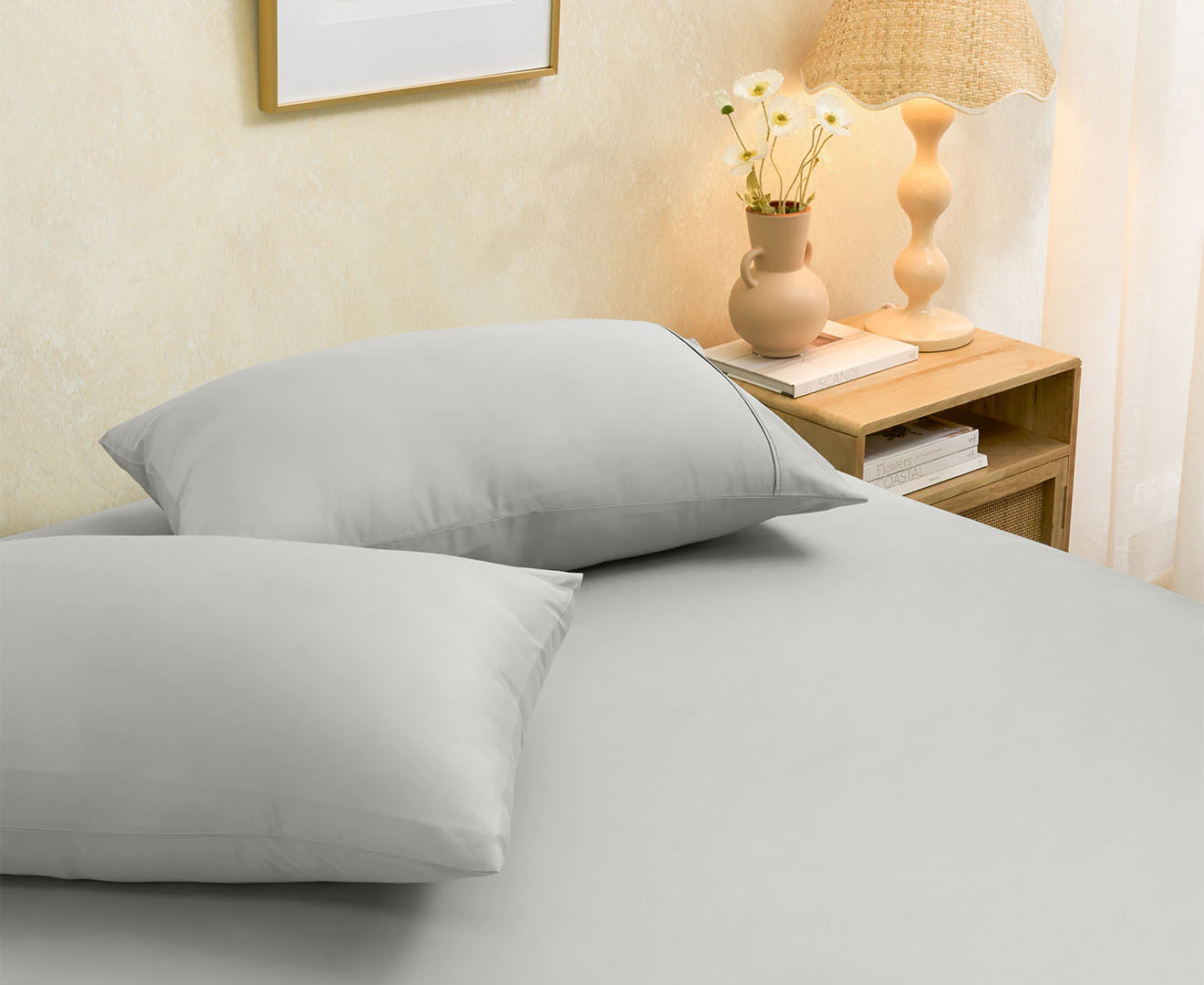 Sheraton Luxury 750 Thread Count Egyptian Cotton Blend Fitted Sheet & Pillowcase Set - Silver