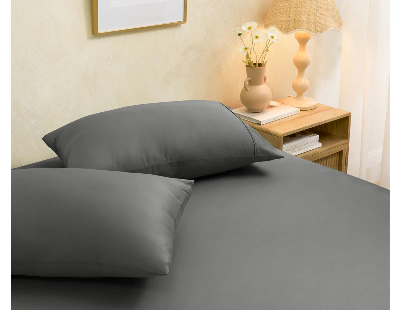 Sheraton Luxury 750 Thread Count Egyptian Cotton Blend Fitted Sheet & Pillowcase Set - Charcoal